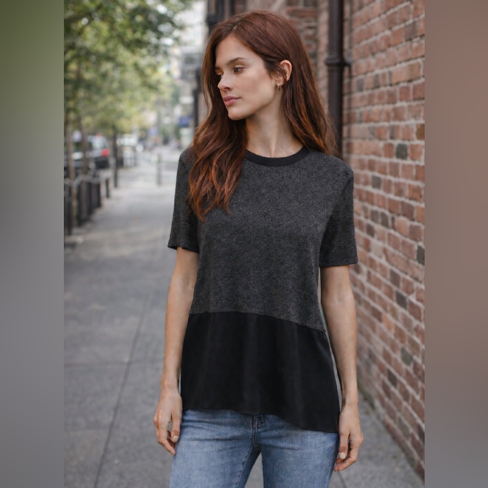 Wilfred Silk Black and Gray Top
